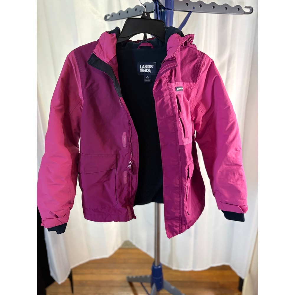 Lands End Kids Waterproof Windproof Insulated Jacket Pink‎ Size L 10-12 Hooded - Picture 4 of 4